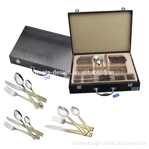Jieyang stainless steel 72pcs cutlery set gold plated